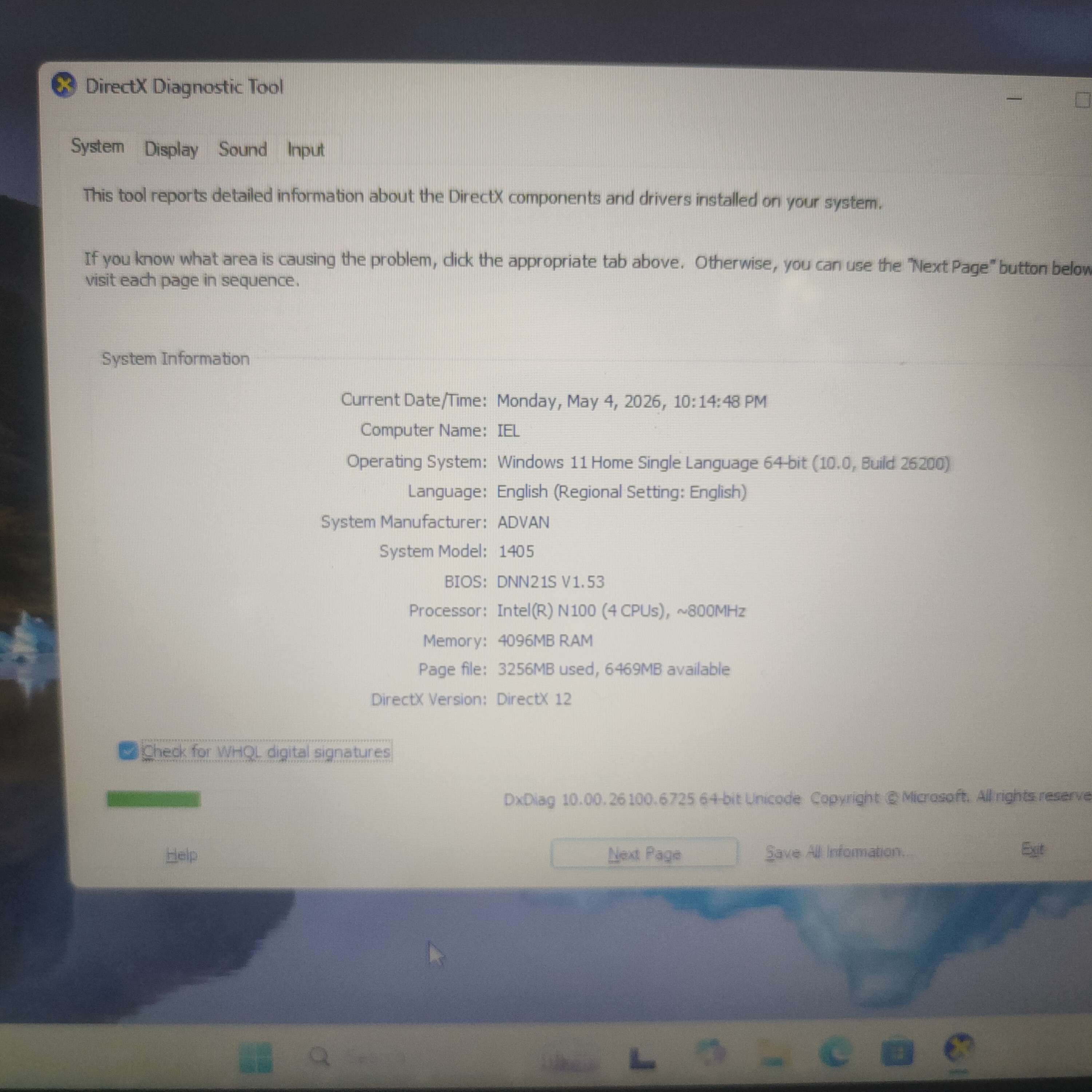 Advan 1405 (2024) Intel N100 Ram 4GB SSD 128GB FULLSET