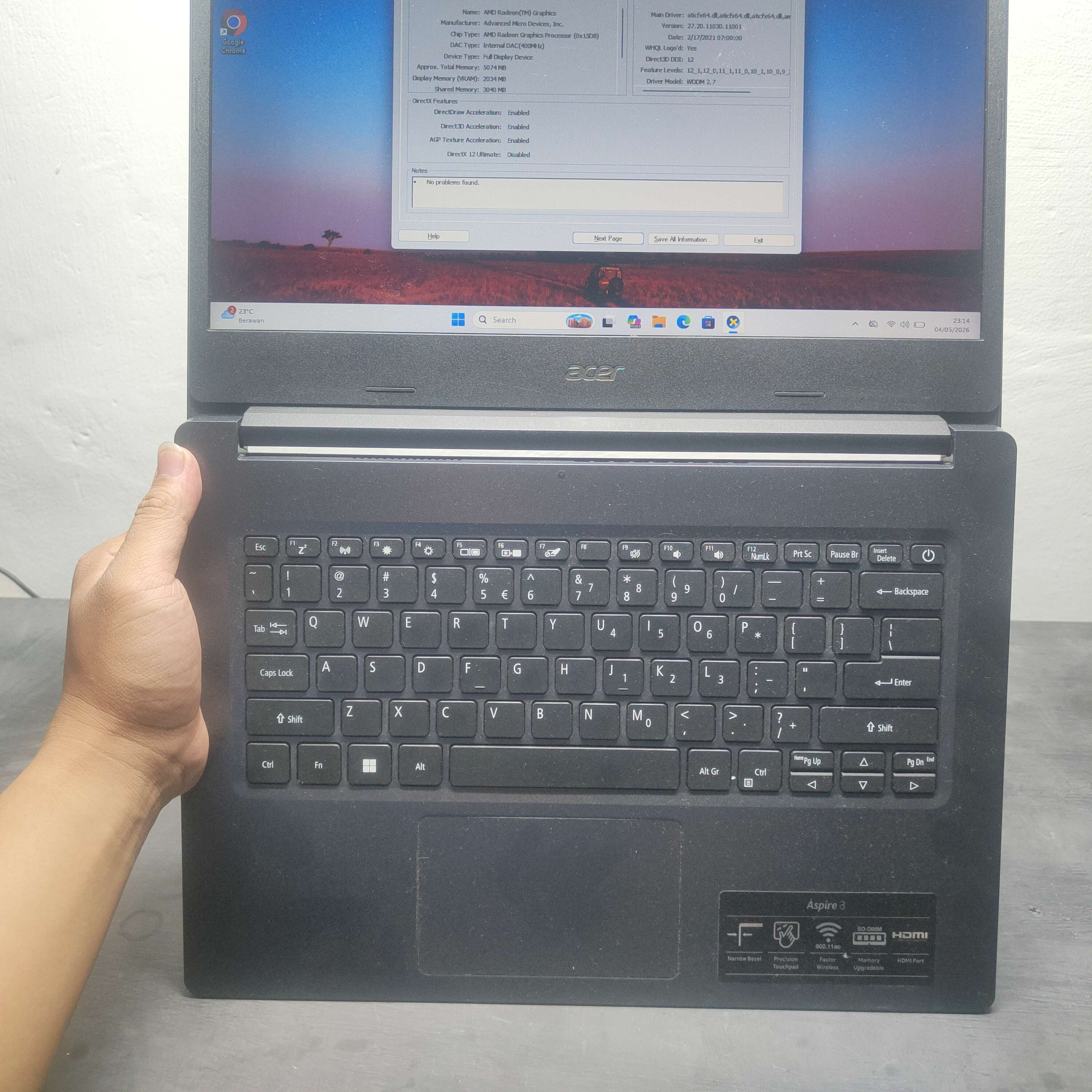 Acer Aspire A314 AMD Ryzen 3 3250U with Radeon Graphics Ram 8 SSD 256 GB
