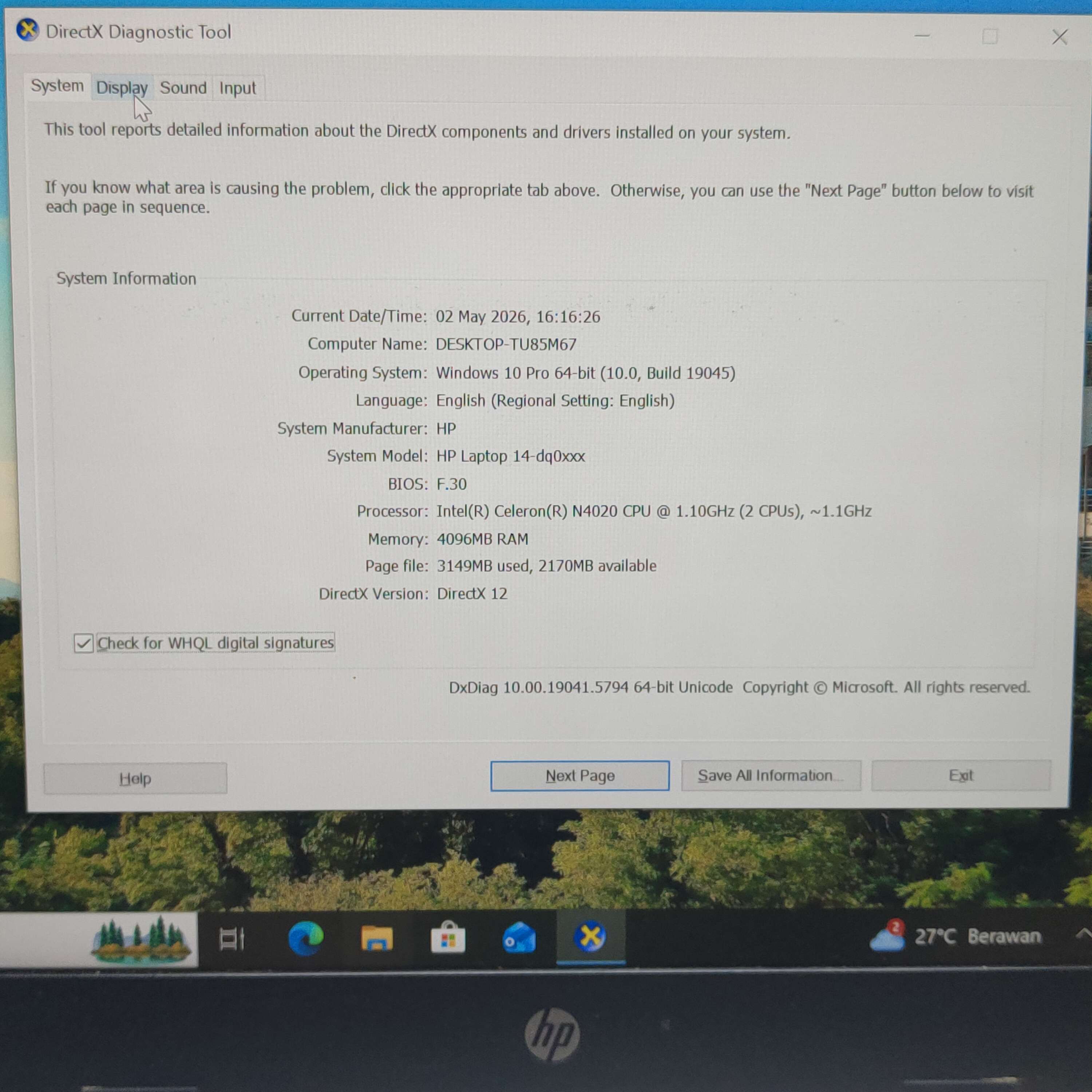 HP 14-DQ FULLSET RAM 4GB EMMC 128GB (2023)
