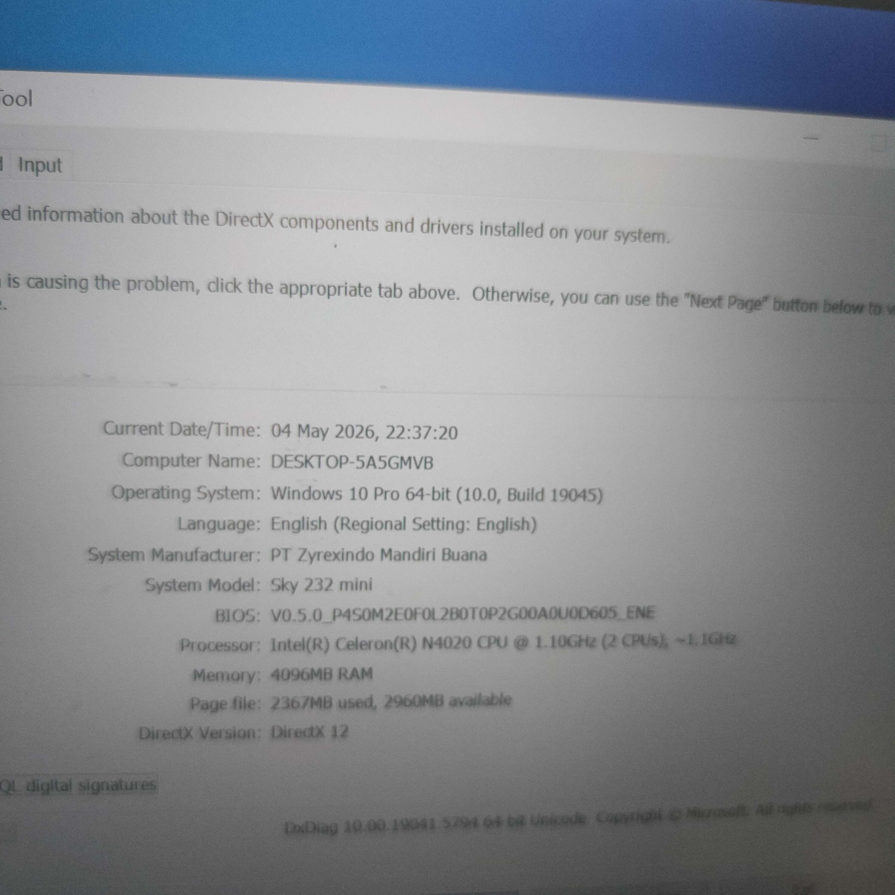 ZYREX SKY 232 FULLSET Intel Celeron N4020 RAM 4GB SSD 128GB