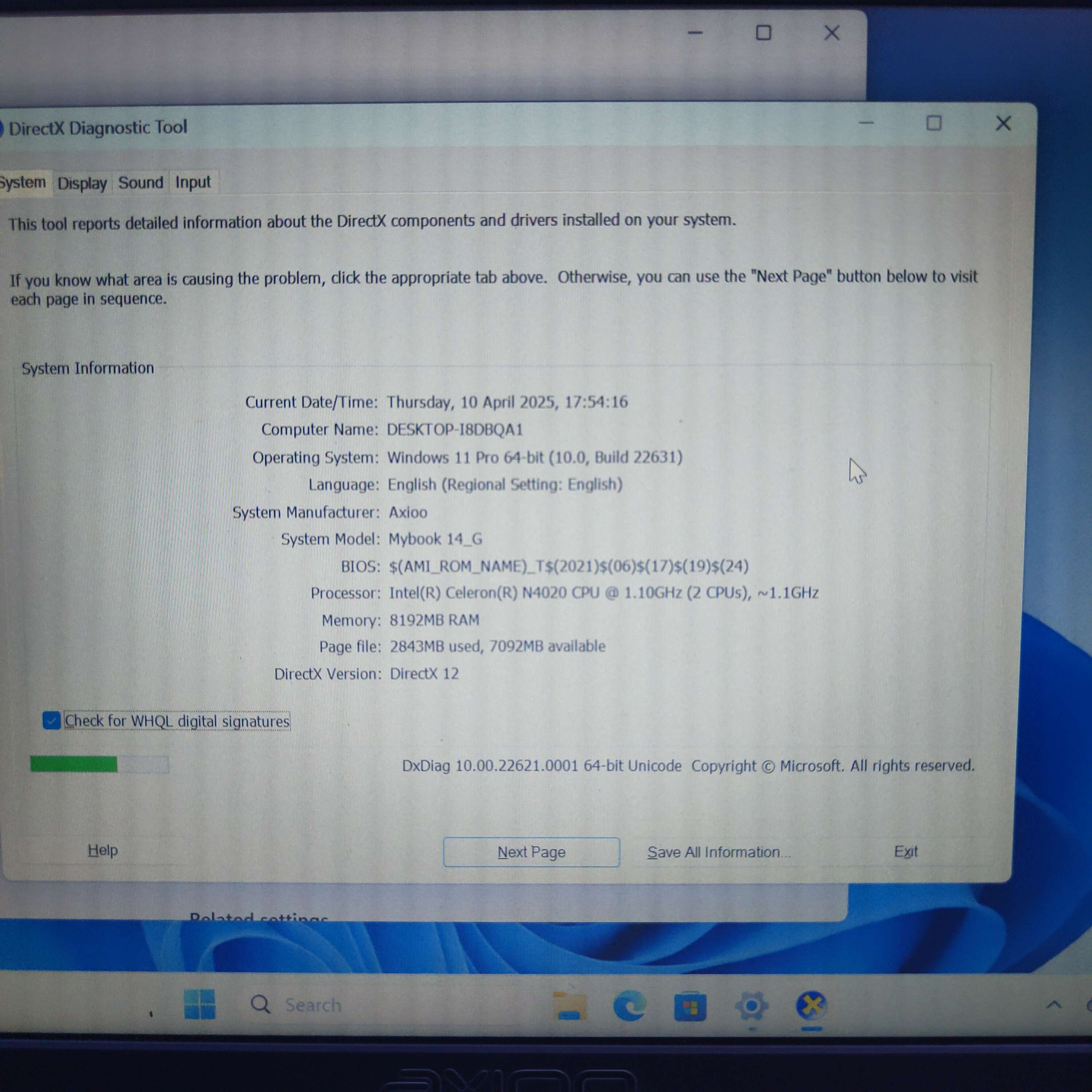 Axioo Mybook 14G 8GB RAM Full HD