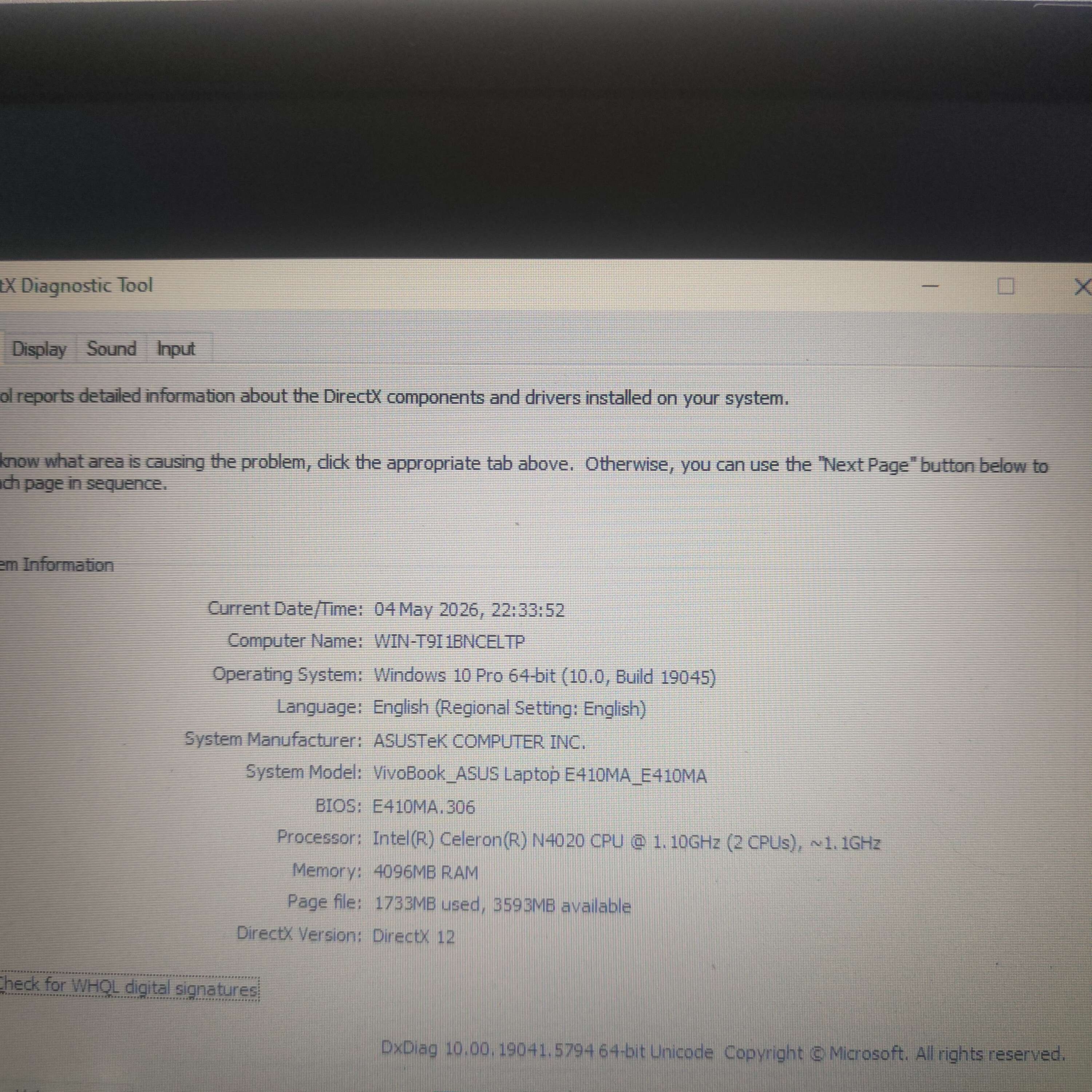 ASUS E410M Rose Gold Edition RAM 4GB SSD 256GB